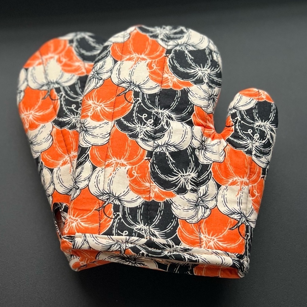 Pumpkin theme handmade oven mitts